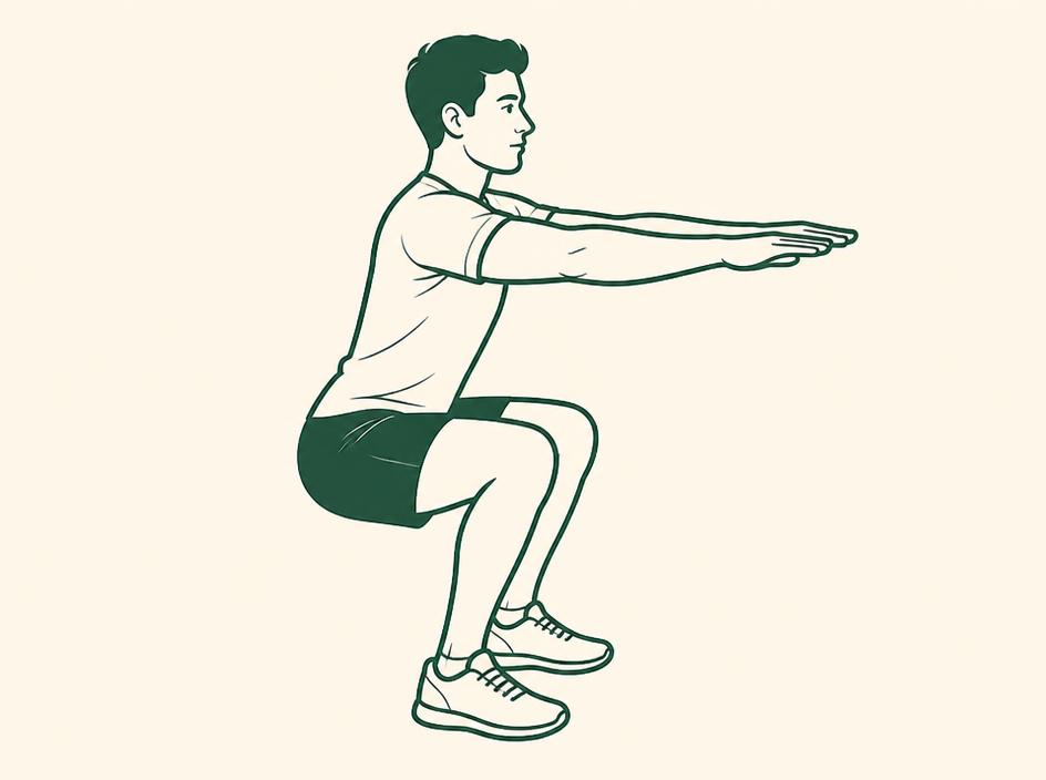 Squat posture guide shown during a workout